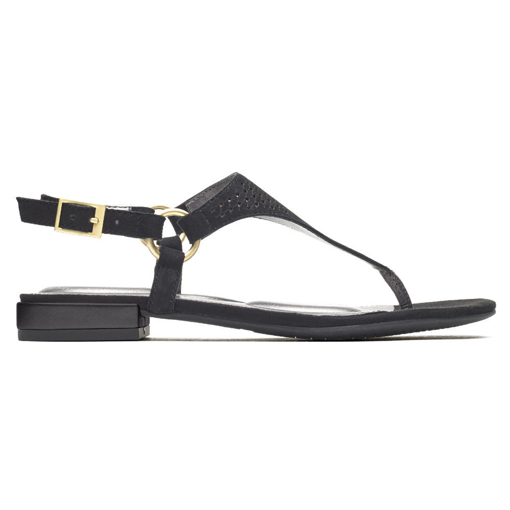 Rockport Sandals For Womens Black - Total Motion Zosia Thong - WJ7396051